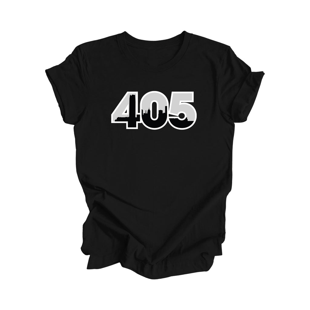 405 Oklahoma City Oklahoma USA Area Code City Skyline Gift - Unisex T-Shirt - Inspired X