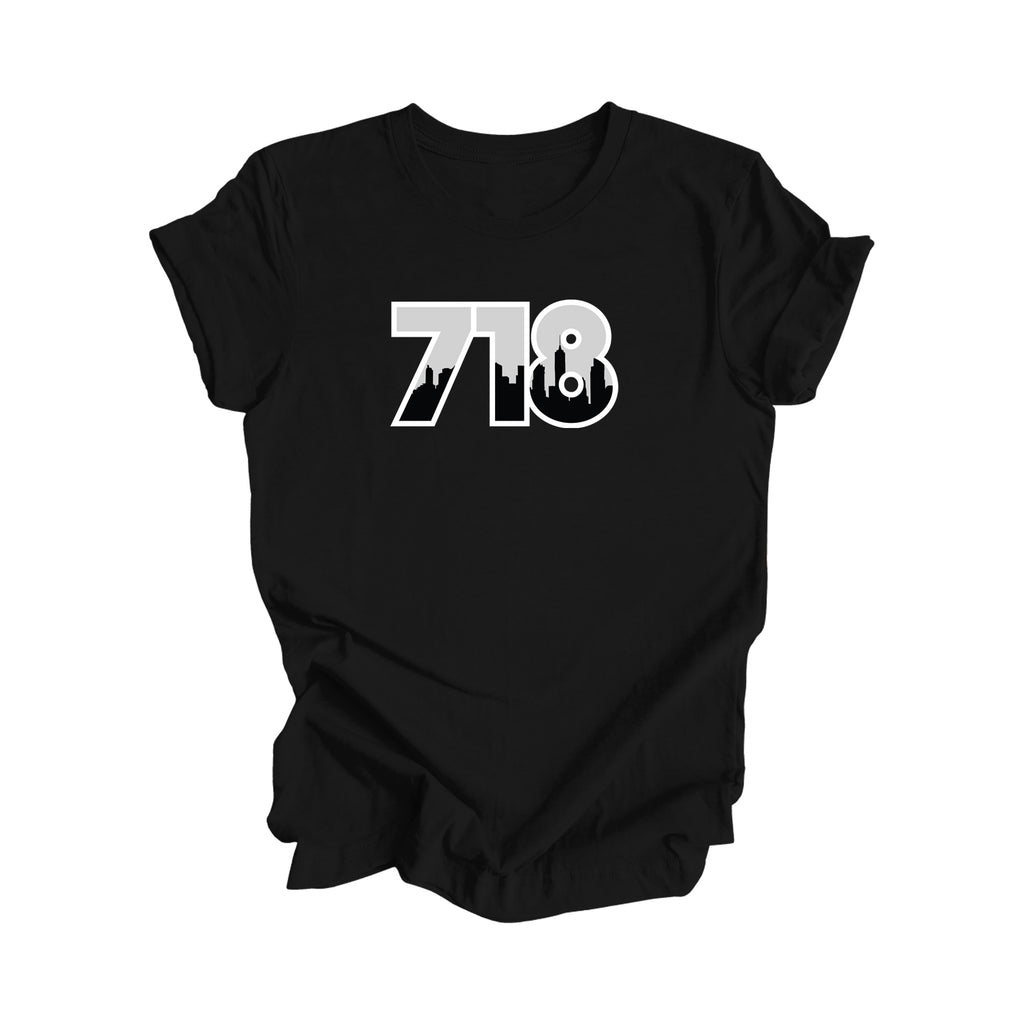 718 Brooklyn Queens Staten Island New York USA Area Code City Skyline Gift - Unisex T-Shirt - Inspired X