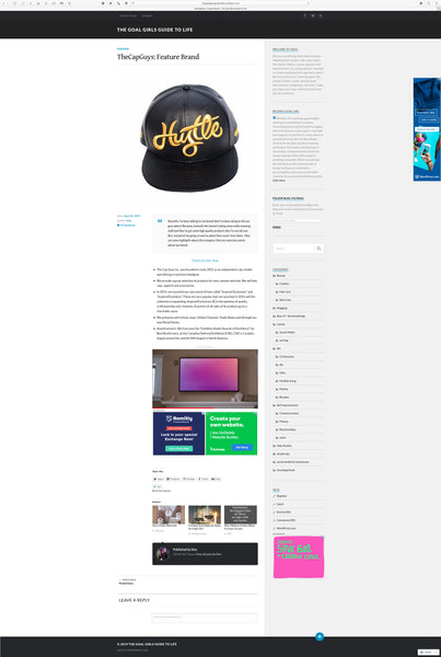 Hustle Hat featured in The Goal Girl's Guide to Life blog!