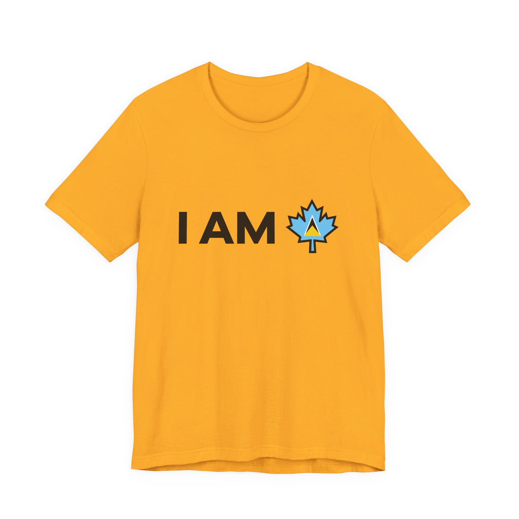I Am Canada - Canadian Maple Leaf with Saint Lucia Flag, Canadian Gift T-Shirt, Saint Lucia Present, National Flag Tee Shirt - Inspired X