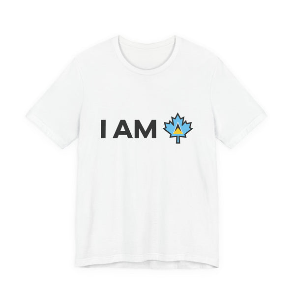 I Am Canada - Canadian Maple Leaf with Saint Lucia Flag, Canadian Gift T-Shirt, Saint Lucia Present, National Flag Tee Shirt - Inspired X