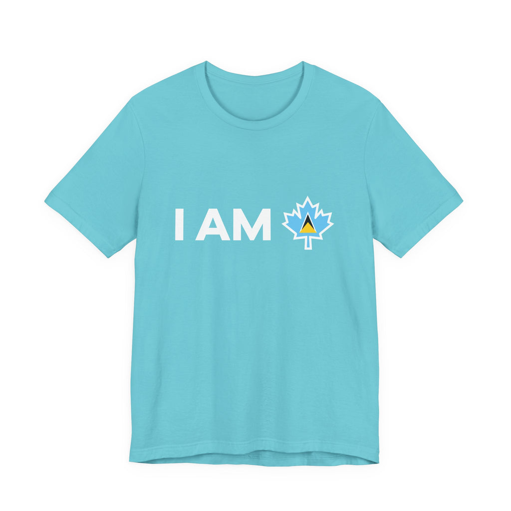 I Am Canada - Canadian Maple Leaf with Saint Lucia Flag, Canadian Gift T-Shirt, Saint Lucia Present, National Flag Tee Shirt - Inspired X