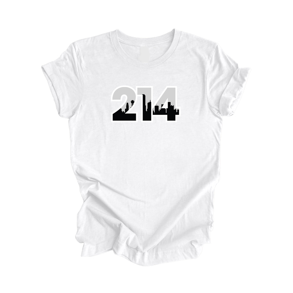 214 Dallas Texas USA Area Code City Skyline Gift - Unisex T-Shirt - Inspired X