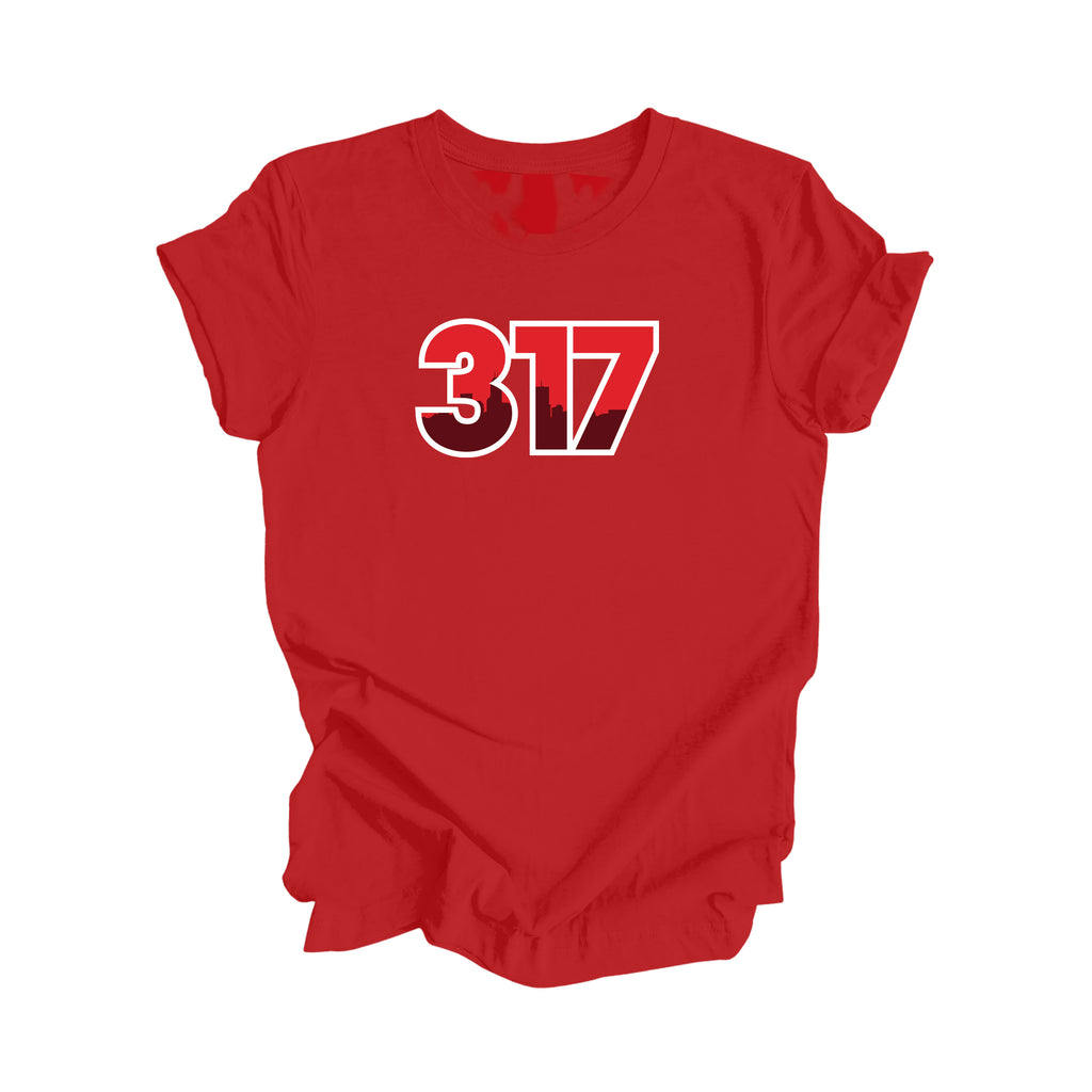 317 Indianapolis Indiana USA Area Code City Skyline Gift - Unisex T-Shirt - Inspired X