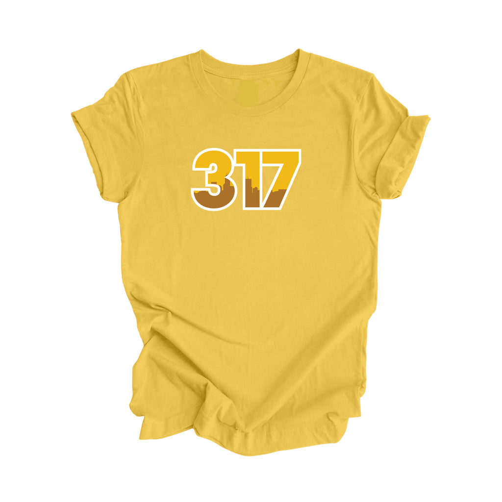 317 Indianapolis Indiana USA Area Code City Skyline Gift - Unisex T-Shirt - Inspired X
