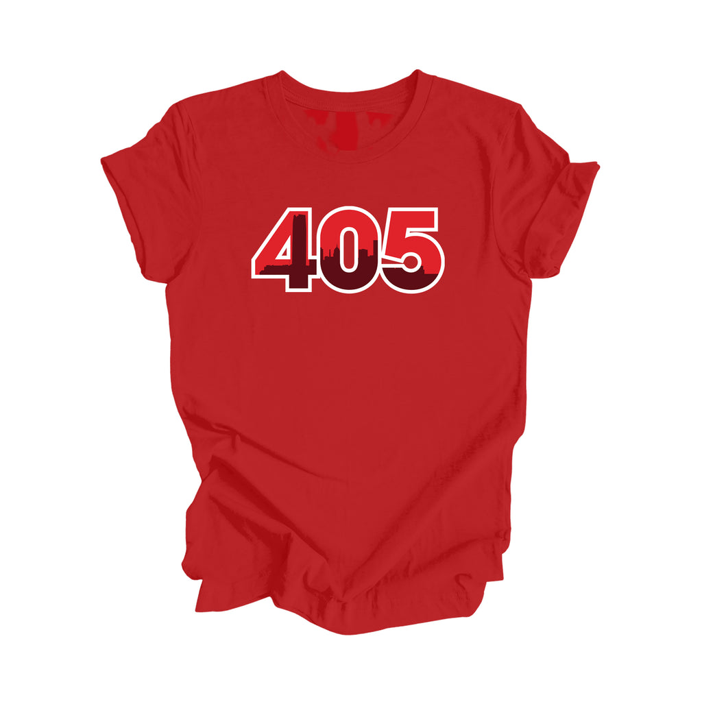 405 Oklahoma City Oklahoma USA Area Code City Skyline Gift - Unisex T-Shirt - Inspired X