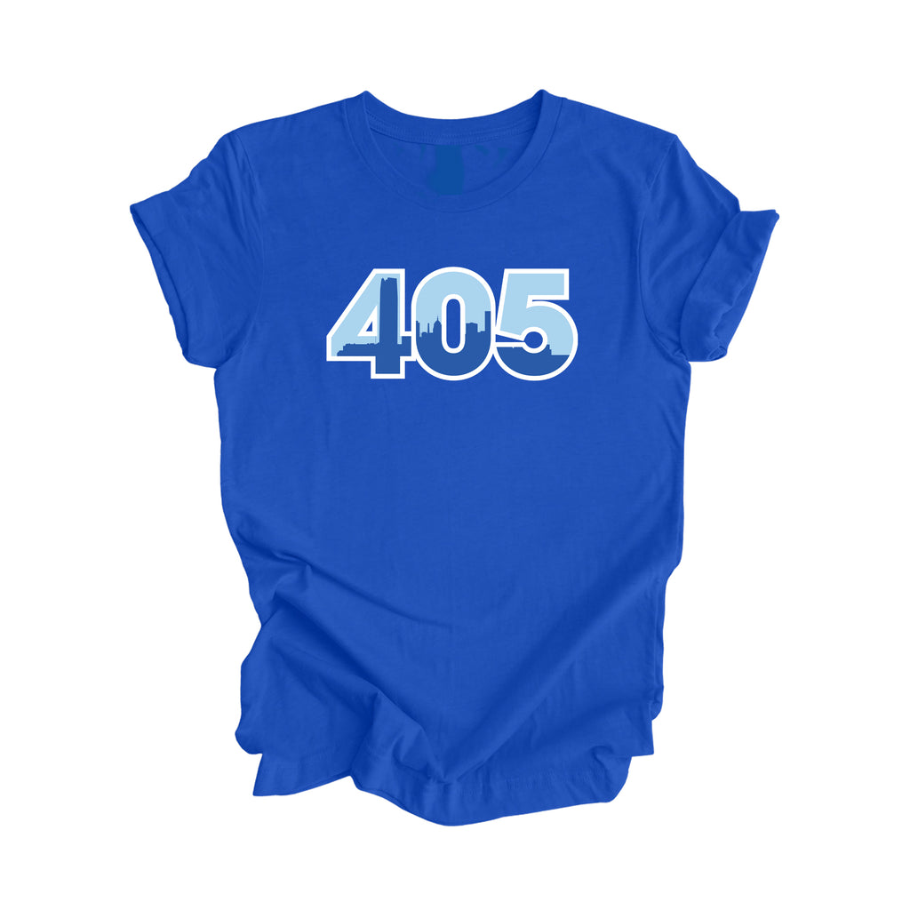 405 Oklahoma City Oklahoma USA Area Code City Skyline Gift - Unisex T-Shirt - Inspired X