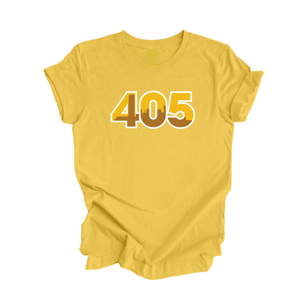 405 Oklahoma City Oklahoma USA Area Code City Skyline Gift - Unisex T-Shirt - Inspired X