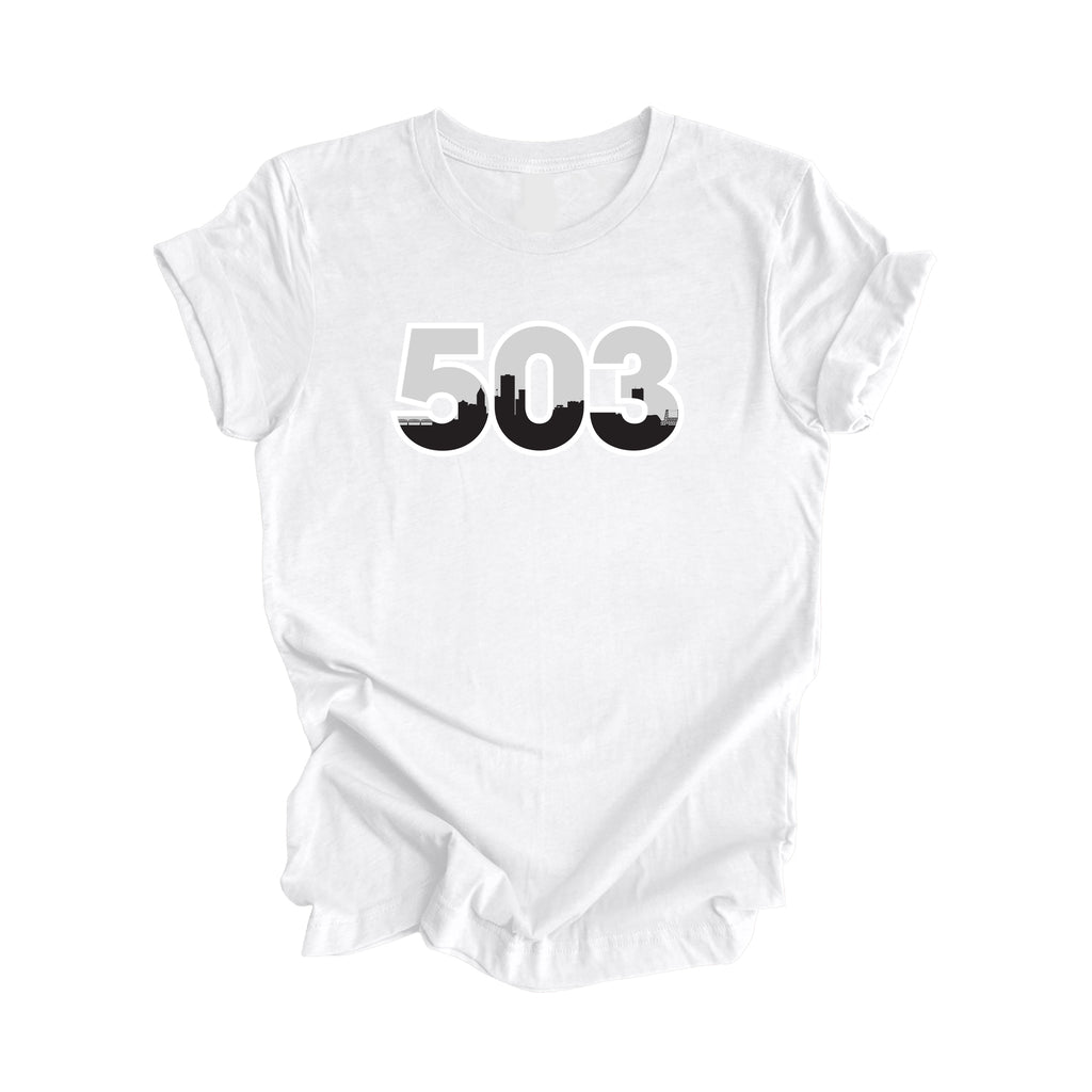 503 Portland Oregon USA Area Code City Skyline Gift - Unisex T-Shirt - Inspired X