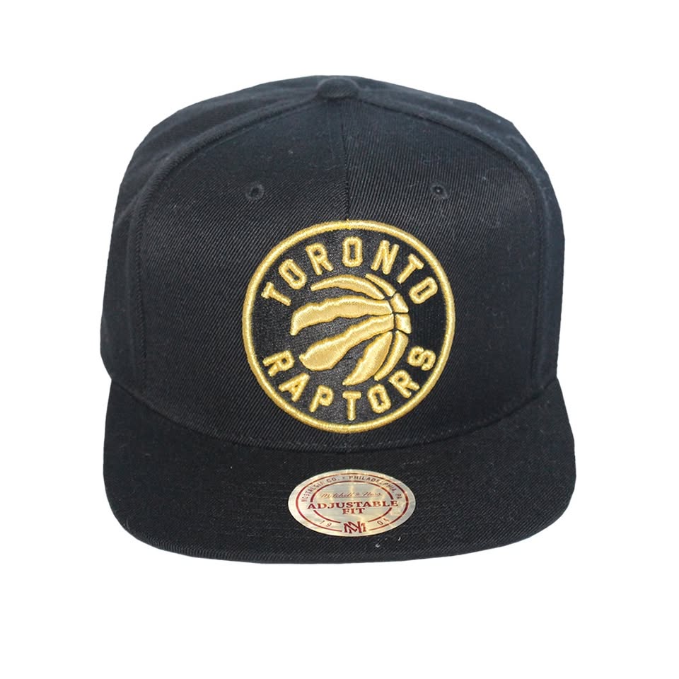 Mitchell & Ness x OVO - Drake - Toronto Raptors Black/Gold Full Logo Snapback Hat