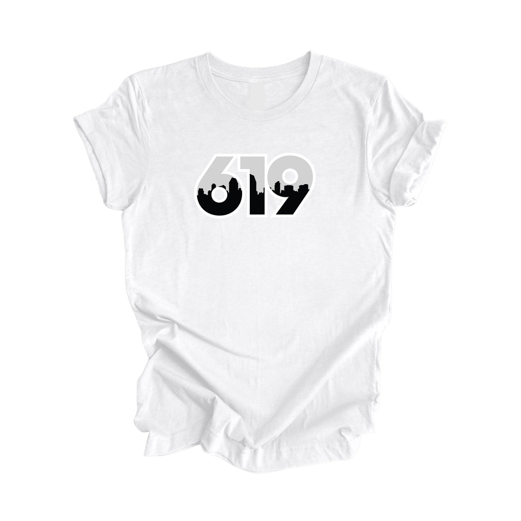 619 San Diego California USA Area Code City Skyline Gift - Unisex T-Shirt - Inspired X