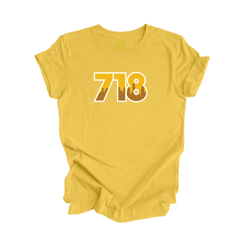 718 Brooklyn Queens Staten Island New York USA Area Code City Skyline Gift - Unisex T-Shirt - Inspired X