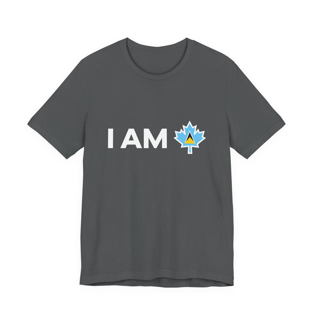 I Am Canada - Canadian Maple Leaf with Saint Lucia Flag, Canadian Gift T-Shirt, Saint Lucia Present, National Flag Tee Shirt - Inspired X