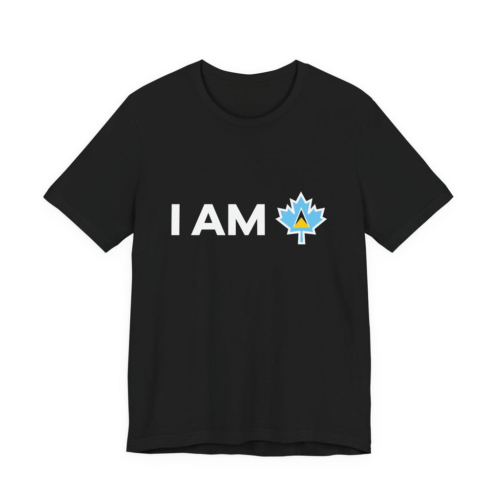 I Am Canada - Canadian Maple Leaf with Saint Lucia Flag, Canadian Gift T-Shirt, Saint Lucia Present, National Flag Tee Shirt - Inspired X
