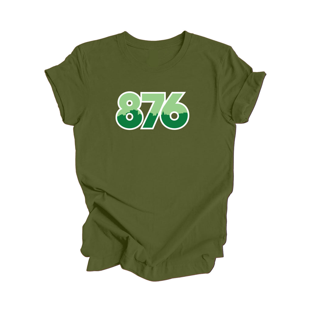 876 Kingston Jamaica Area Code City Skyline Gift - Unisex T-Shirt - Inspired X