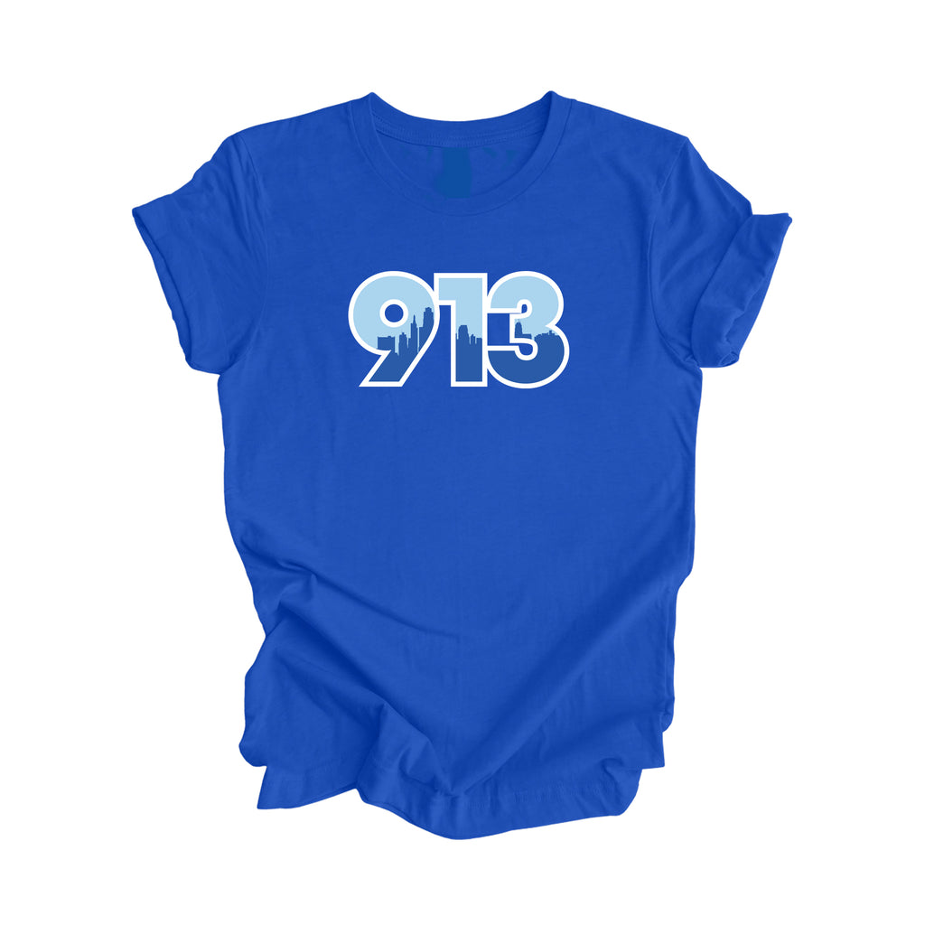 913 Kansas City Kansas USA Area Code City Skyline Gift - Unisex T-Shirt - Inspired X