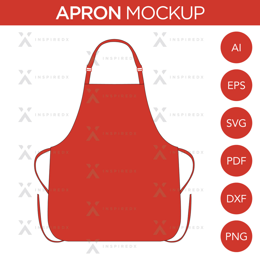 Apron- Mockup and Template - 1 Angle, 1 Style, Layered, Detailed and Editable Vector in EPS, SVG, AI, PNG, DXF and PDF