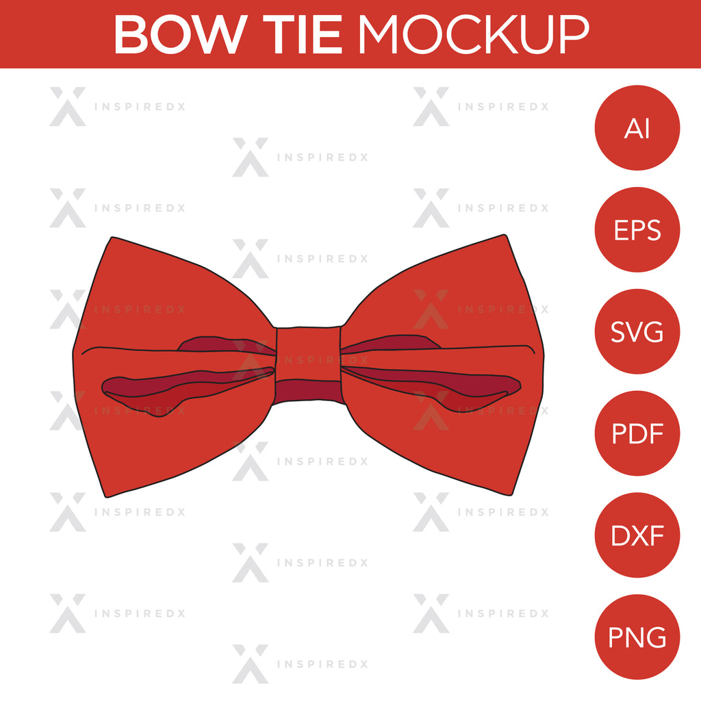 Bow Tie - Mockup and Template - 2 Angles, 1 Style, Layered, Detailed and Editable Vector in EPS, SVG, AI, PNG, DXF and PDF