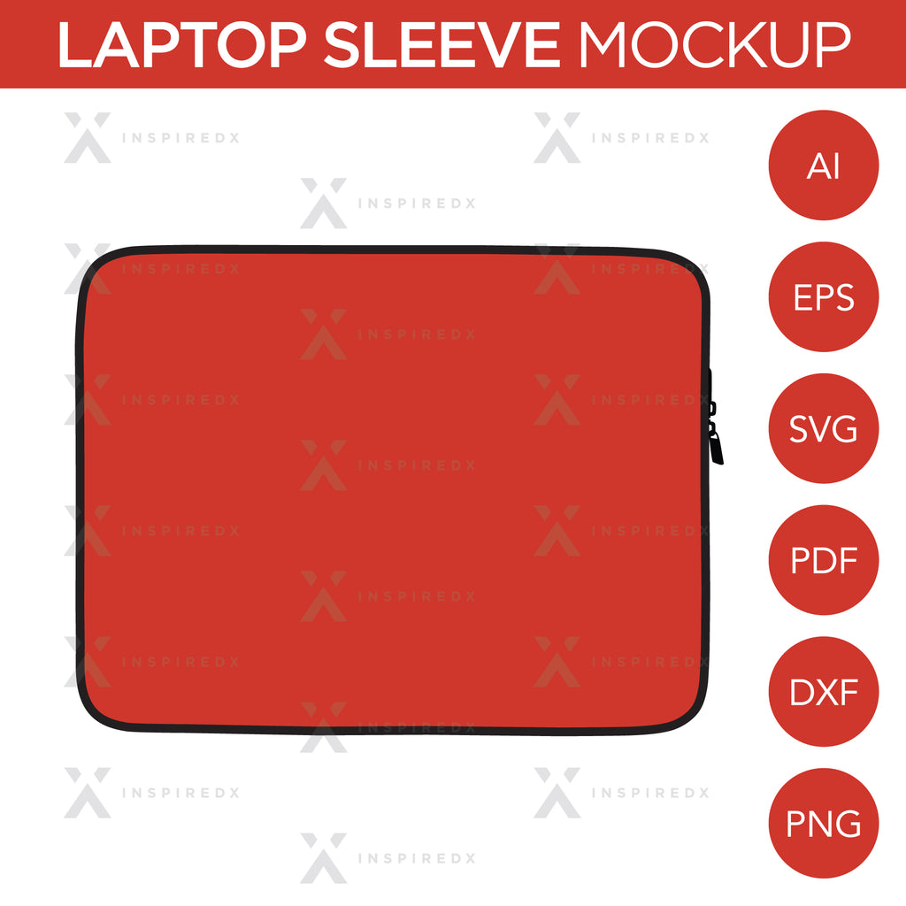 Laptop Sleeve - Mockup and Template - 1 Angles, 1 Style, Layered, Detailed and Editable Vector in EPS, SVG, AI, PNG, DXF and PDF