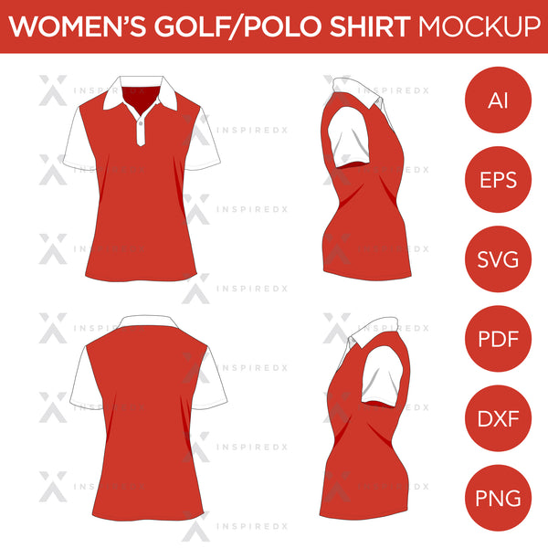 Women's Golf/Polo Shirt - Mockup and Template