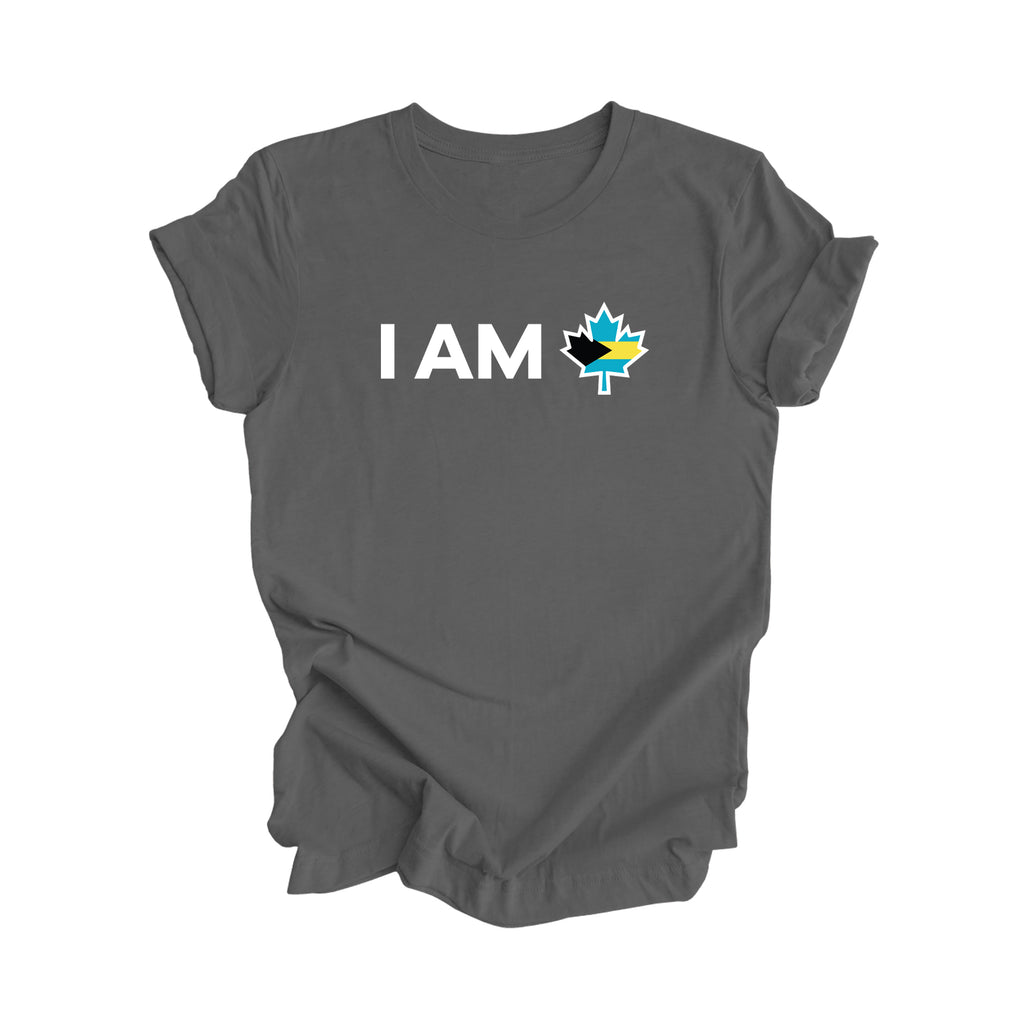 I Am Canada - Canadian Maple Leaf with Bahamas Flag, Canadian Gift T-Shirt, Bahamas Present, National Flag Tee Shirt - Inspired X