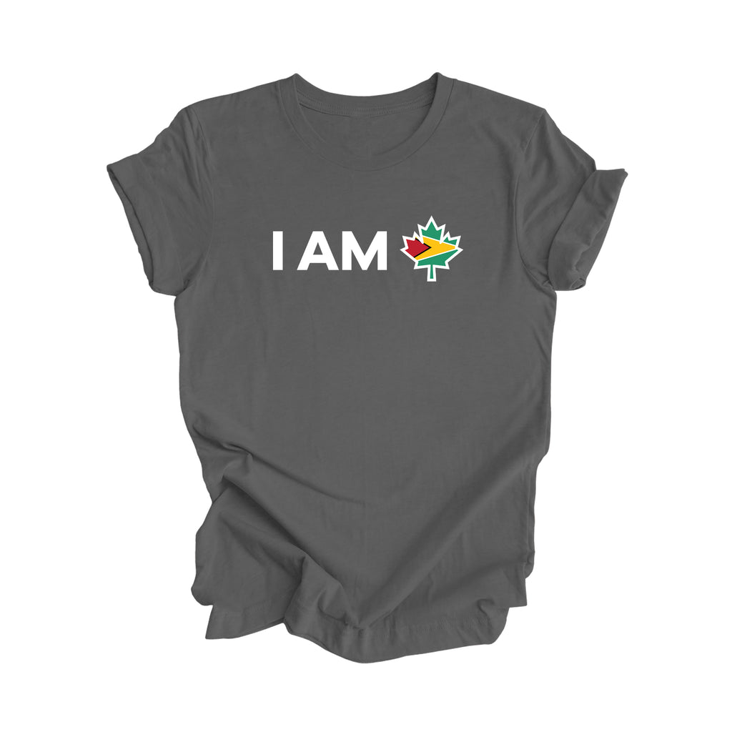 I Am Canada - Canadian Maple Leaf with Guyana Flag, Canadian Gift T-Shirt, Guyana Present, National Flag Tee Shirt - Inspired X