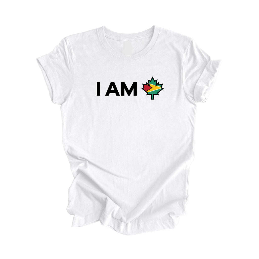 I Am Canada - Canadian Maple Leaf with Guyana Flag, Canadian Gift T-Shirt, Guyana Present, National Flag Tee Shirt - Inspired X