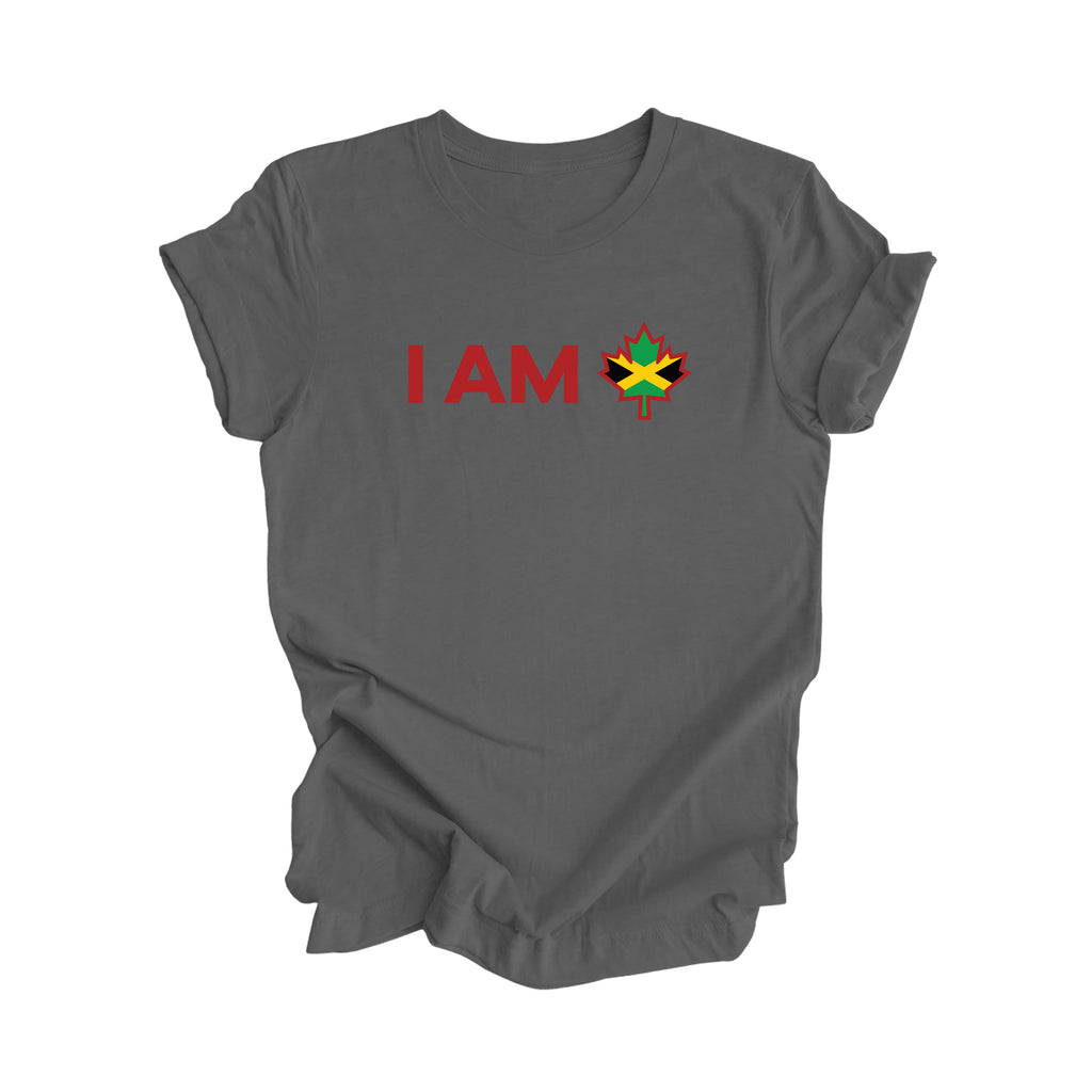 I Am Canada - Canadian Maple Leaf with Jamaica Rasta Flag, Canadian Gift T-Shirt, Jamaica Rasta Present, National Flag Tee Shirt - Inspired X