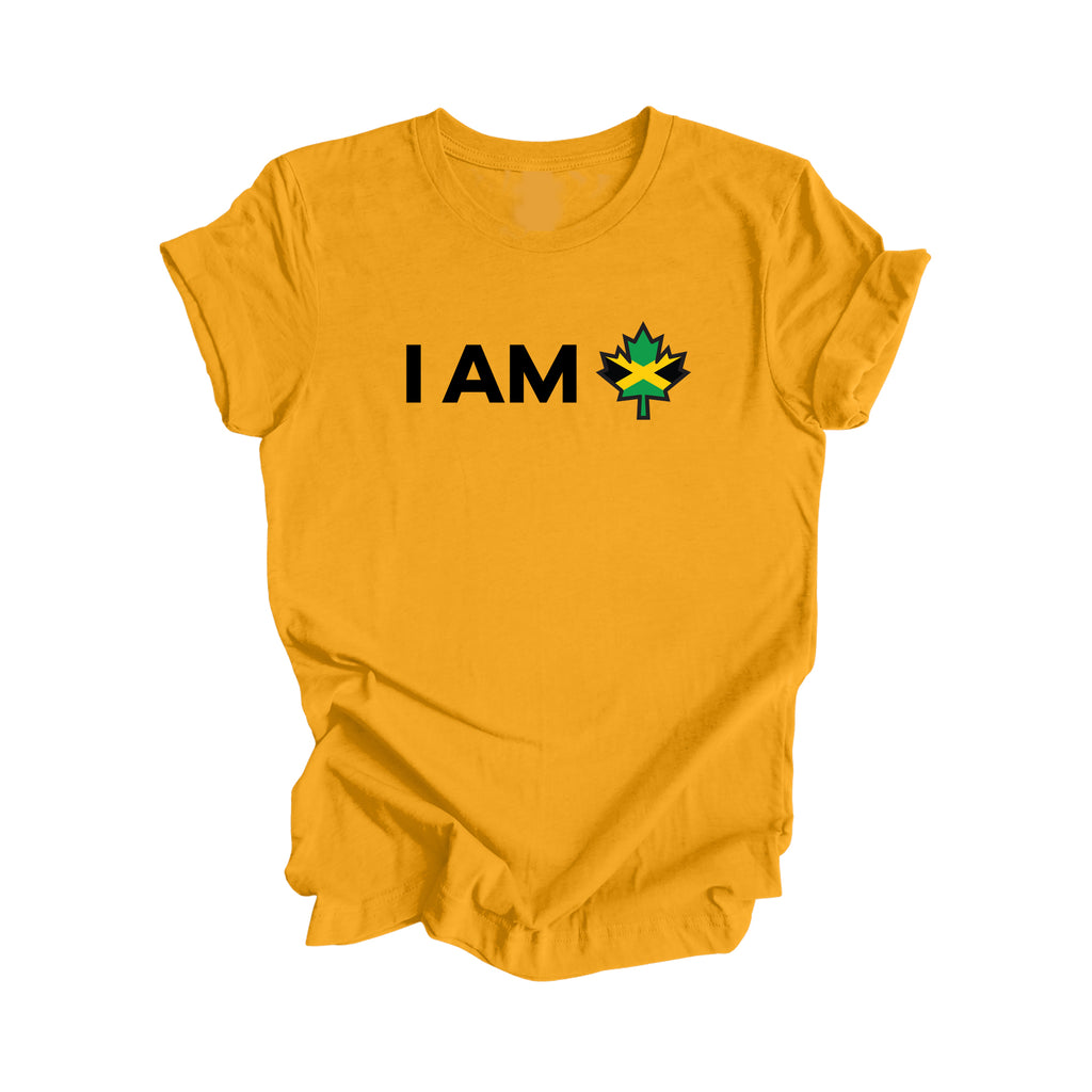 I Am Canada - Canadian Maple Leaf with Jamaica Flag, Canadian Gift T-Shirt, Jamaica Present, National Flag Tee Shirt - Inspired X