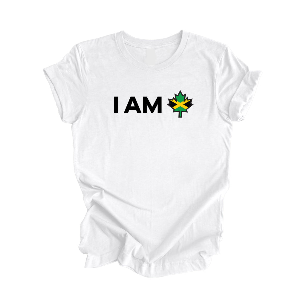 I Am Canada - Canadian Maple Leaf with Jamaica Flag, Canadian Gift T-Shirt, Jamaica Present, National Flag Tee Shirt - Inspired X