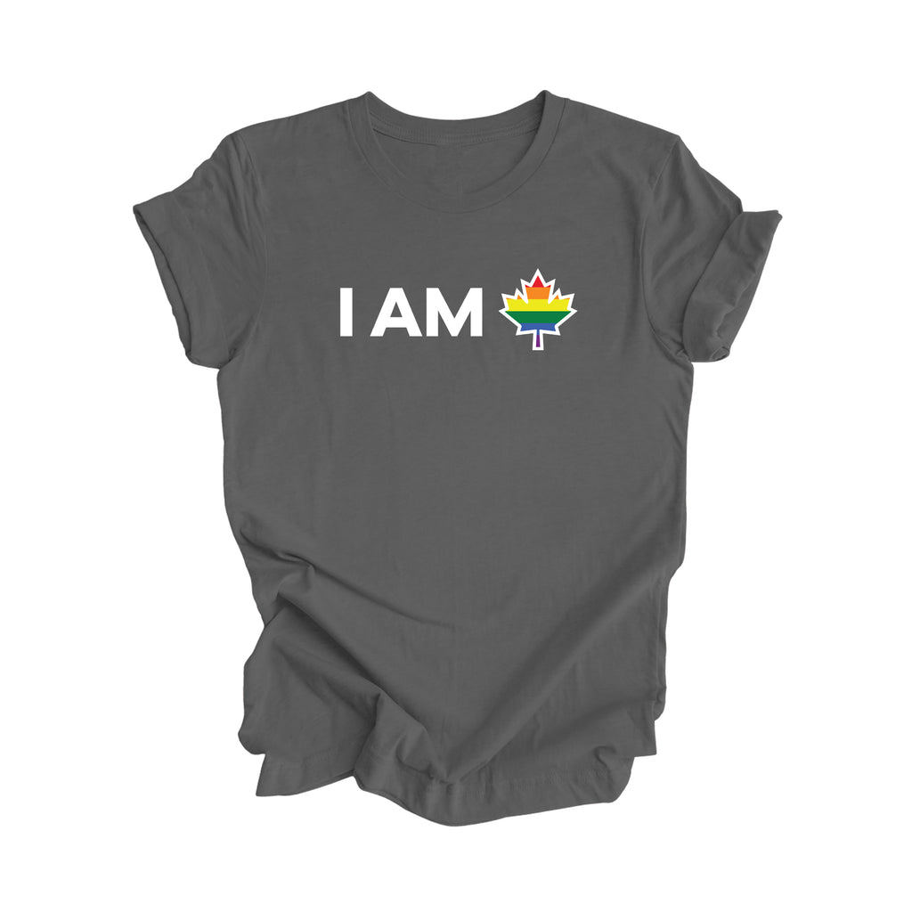 I Am Canada - Canadian Maple Leaf with LGBTQ Flag, Canadian Gift T-Shirt, LGBTQ Present, National Flag Tee Shirt - Inspired X