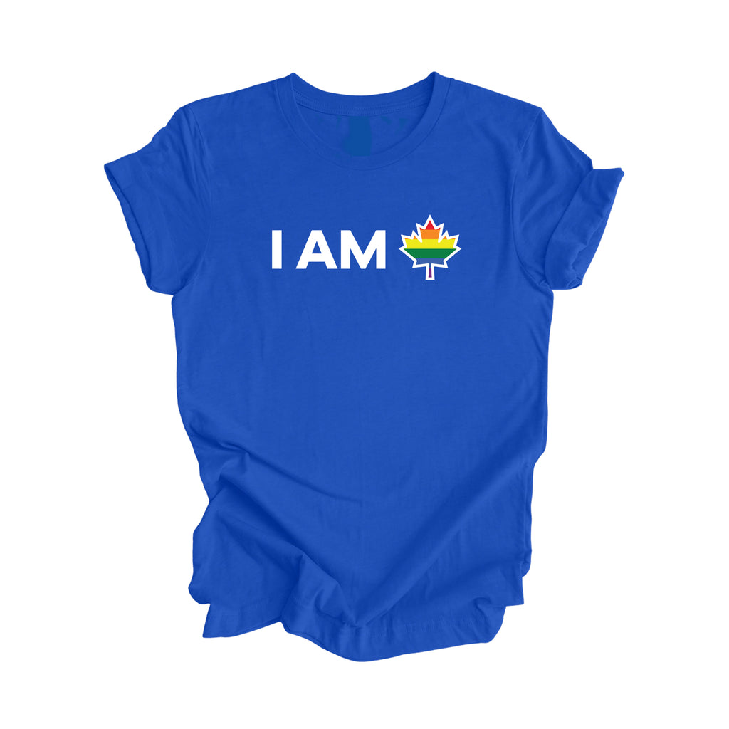 I Am Canada - Canadian Maple Leaf with LGBTQ Flag, Canadian Gift T-Shirt, LGBTQ Present, National Flag Tee Shirt - Inspired X