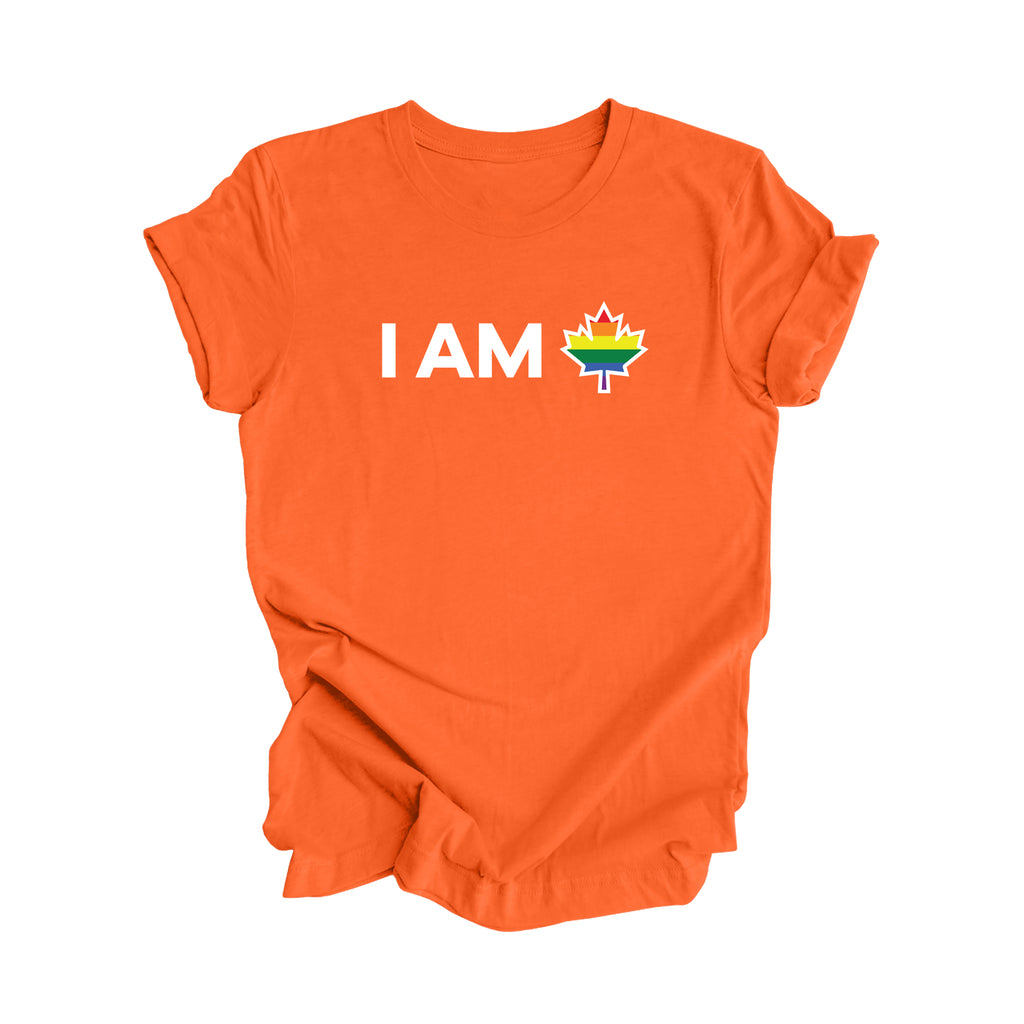 I Am Canada - Canadian Maple Leaf with LGBTQ Flag, Canadian Gift T-Shirt, LGBTQ Present, National Flag Tee Shirt - Inspired X