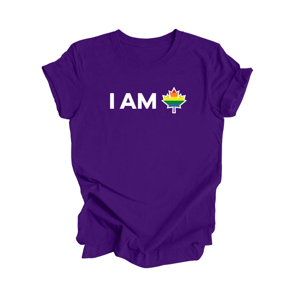 I Am Canada - Canadian Maple Leaf with LGBTQ Flag, Canadian Gift T-Shirt, LGBTQ Present, National Flag Tee Shirt - Inspired X