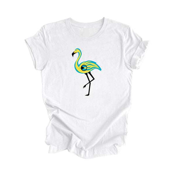The Flamingo Bahamas - Bahamian Gift T-Shirt, Bahamas Present, National Symbol Tee Shirt, Carribean Shirt, 242 Area Code Shirt, Nassau Shirt, West Indies Tee - Inspired X