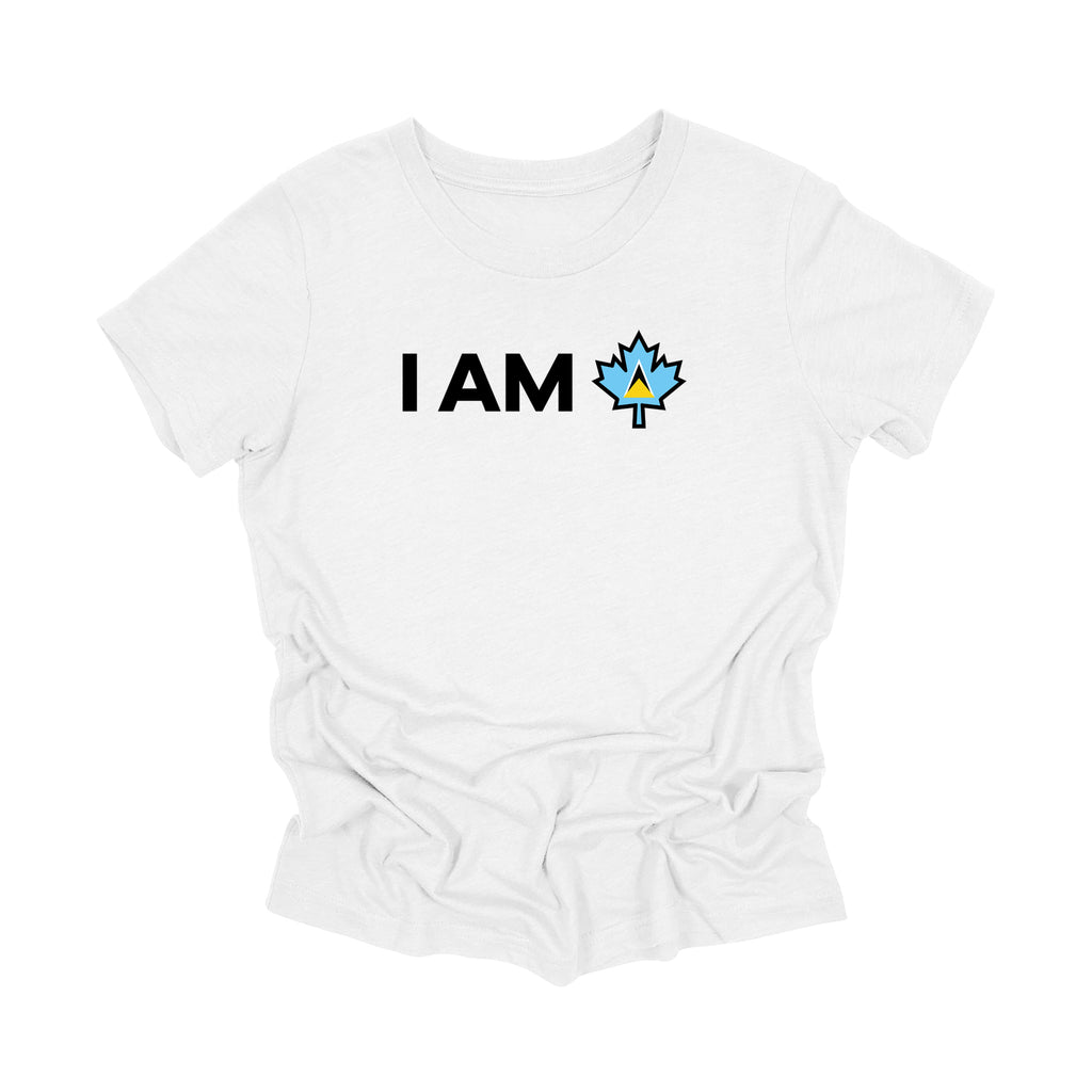 YOUTH - I Am Canada - Canadian Maple Leaf with Saint Lucia Flag,  YOUTH T-Shirt, Canadian Gift T-Shirt, Saint Lucia Present, National Flag Tee Shirt - Inspired X