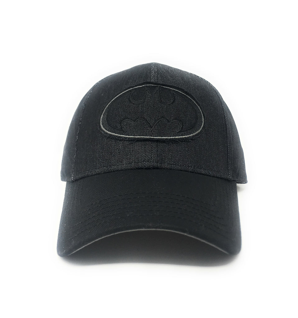 Batman - Black Denim Logo Over Twill Patch Black Strapback Hat