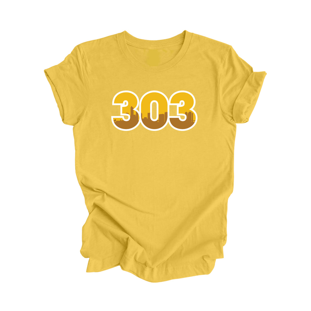 303 Denver Colorado USA Area Code City Skyline Gift - Unisex T-Shirt - Inspired X