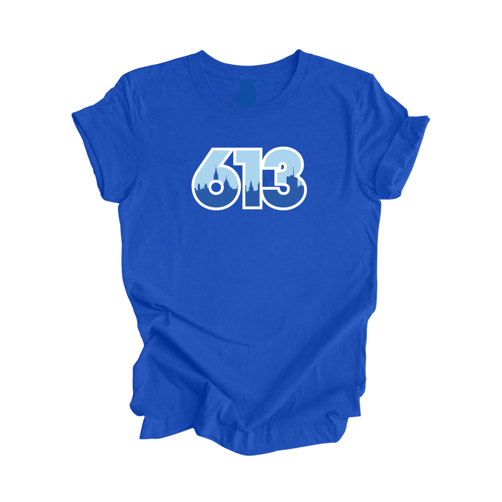 613 Ottawa Ontario Canada Area Code City Skyline Gift - Unisex T-Shirt - Inspired X