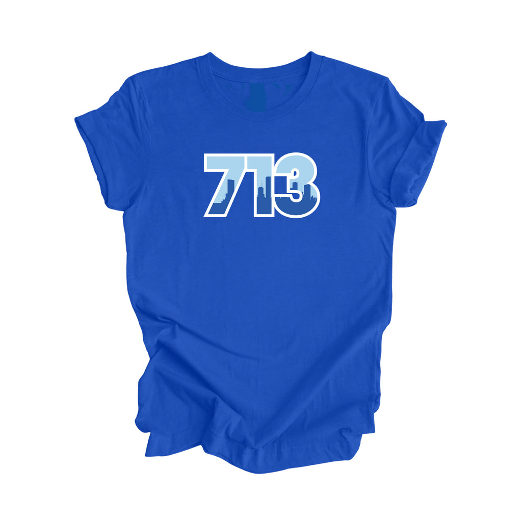 713 Houston Texas USA Area Code City Skyline Gift - Unisex T-Shirt - Inspired X