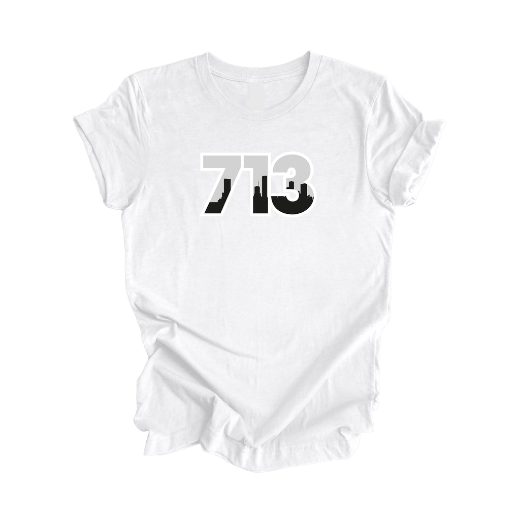 713 Houston Texas USA Area Code City Skyline Gift - Unisex T-Shirt - Inspired X